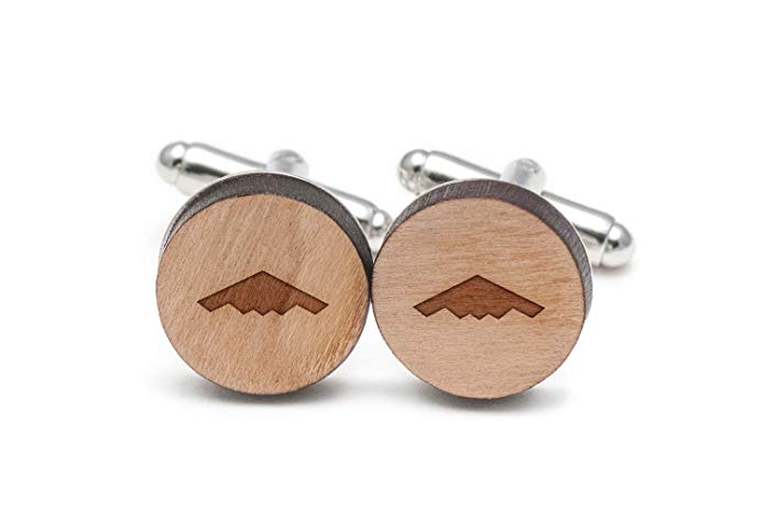 Wooden Accessories Company Stealth Bomber Cufflinks, Wood Cufflinks Hand Made in The USA