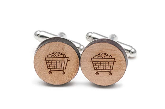 Wooden Accessories Company Laundry Cart Cufflinks, Wood Cufflinks Hand Made in The USA