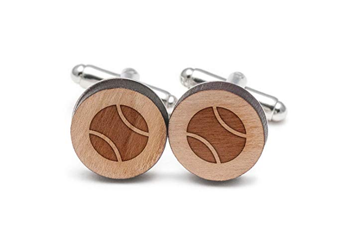 Wooden Accessories Company Tennis Ball Cufflinks, Wood Cufflinks Hand Made in The USA